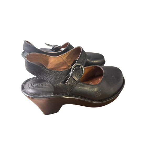 Born Women's Black Leather Heeled Sandals Size 8 - Picture 3 of 11